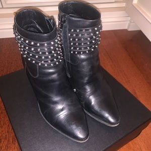 Saint Laurent French 75 Studded Strap Booties